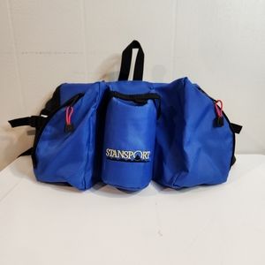 Stansport Deluxe Bottle Carrier Jogging Running Hiking Belt Blue Nylon Pockets